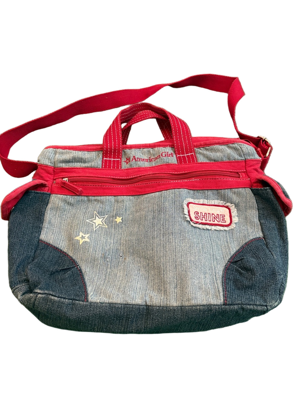 American Girl x Bath And Body Works Denim Tote Bag 2007 Collaboration Blue Red
